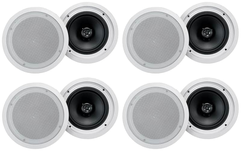 (8) Rockville HC85-16 White 8" 700 Watt In-Ceiling Home Theater Speakers 16 Ohm image 1