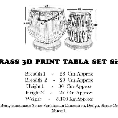 Naad Folk Musical Percussion Instrument 3D Printed Brass Tabla Drums Set With Bag 2021 Polished image 3