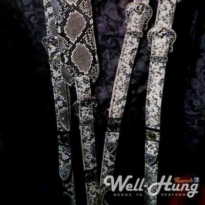 Well-Hung "Snake Charmer" 3" Leather padded floater strap, Graphite Python Extra Long image 5