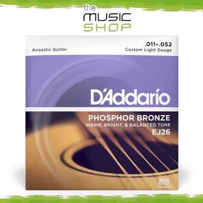 D'Addario EJ26 11-52 Custom Light Phosphor Bronze Acoustic Guitar Strings image 1