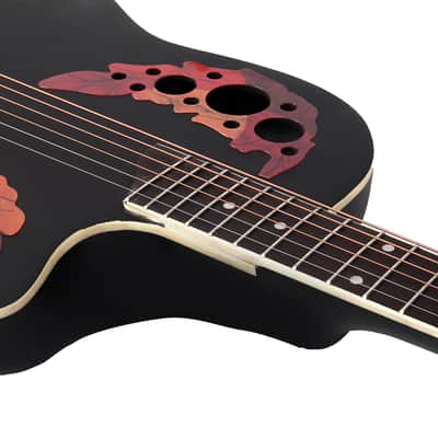 41 inch Cutawary Round Back Acoustic Guitar Spruce Top Grape Hole 2020s - Black image 13
