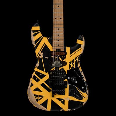 EVH Limited Edition Striped Series Frankie Aged - Black and Yellow #00931 image 3