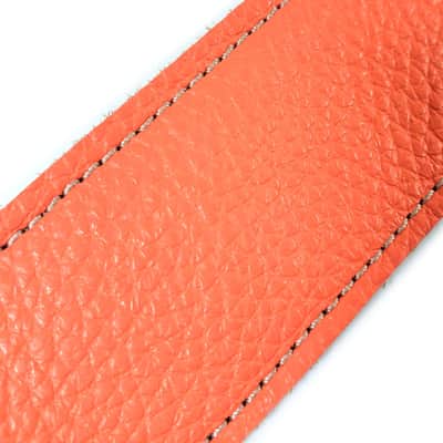 Coral Premium Leather Ukulele Strap - Light Orange Leather Design Ukulele Strap -Handmade -Soft Leather Ukulele Strap - Button Ukulele Strap image 2