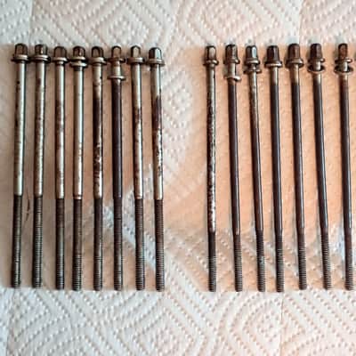 ANTIQUE VINTAGE 1920's/30's DRUM TENSION RODS LOT OF 16 - TARNISHED - FREE SHIP TO C-USA! image 3