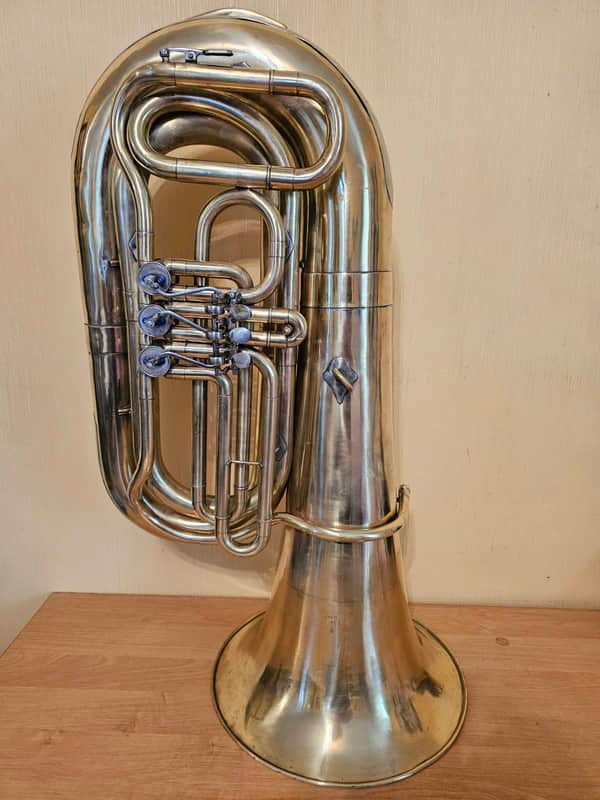 Tuba “Bb" Soviet 3 Valves Brass Pipe Wind Instrument Horn USSR Vintage and Rare image 1