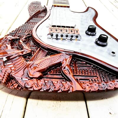 Alikat 3d CNC machined Alien Strat 2020 Tasmanian Oak, laquered image 1