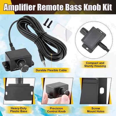 Amplifiers, 3.5mm Jack Port Universal Bass Knob Control Kit with 16ft Connection Cable, Screw and Double-Sided Adhesive image 3