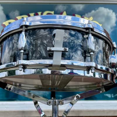 1960s Gretsch 4x14 Progressive Jazz X4175 Snare Drum Black Diamond Pearl image 8