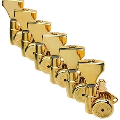 Hipshot GOLD 6-InLine Grip-Lock Non-Staggered Open-Gear Guitar Tuners w/ UMP Kit