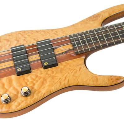 Used Acacia Custom Long Scale 5-String Bass Quilted Maple w/Mahogany, Maple, and Bubinga Neck #NSN image 2