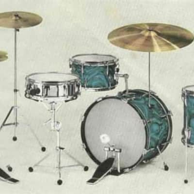 Sonor "Chicago" 3-Piece Drum Set 1965 - MF Marine Turquoise Satin image 3