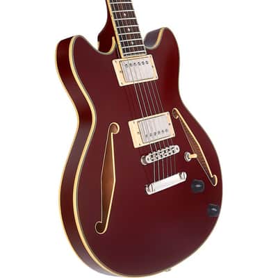 D'Angelico Excel Mini DC Tour Semi-Hollow Electric Guitar With Supro Bolt Bucker Pickups and Stopbar Tailpiece Regular Solid Wine image 6