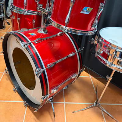 Ludwig Mach 5 24" - 12" -13" - 16" + Snare 14" x 5" Drumset 1971 - Red Cortex image 6