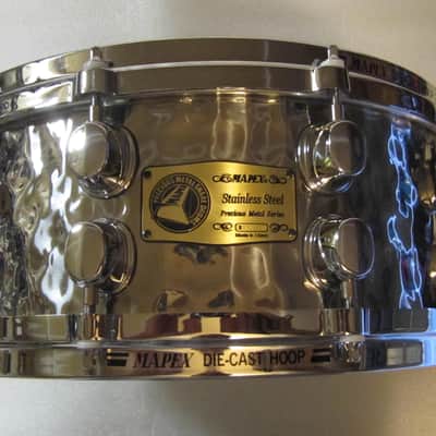 Mapex 5.5x14  Snare 2003  Precious Metals Hammered Stainless Steel image 1