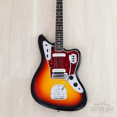 1966 Fender Jaguar Vintage Offset Guitar Sunburst w/ Big Neck, Case image 2