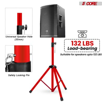 5 Core Speaker Stand Pair Height Adjustable 36" Heavy Duty PA DJ Tripod Studio Monitor Stands image 3
