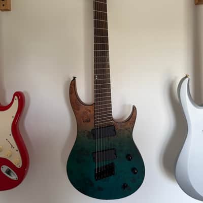 Gear4music 529 Pro Fanned Fret 7 String 2024 - Ocean Face image 1