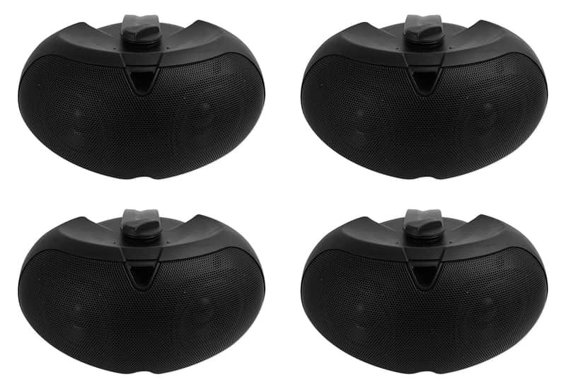 4 Rockville D4-16 Black Dual 4" 16 Ohm Commercial/Restaurant Wall Mount Speakers image 1