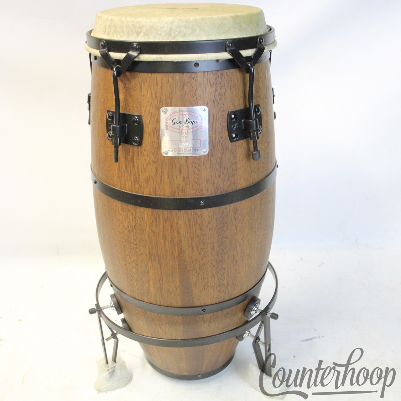 Gon Bops Mariano Conga+Cradle Stand,Mahogany/Black(MB1150)11.5x30"Durian A.Acuna — main photograph