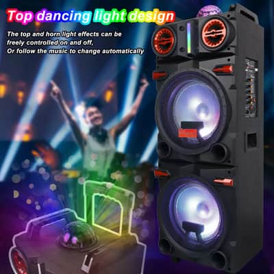 Double 10" Portable PA Bluetooth Speaker with Subwoofer – DJ Party Sound System with MIC & FM image 7