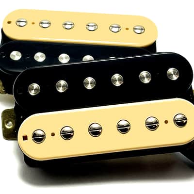 Dragonfire Mod Bucker Pickup Set, Passive Ceramic Modern Humbuckers ~ Zebra Cream Black Set Style #2 image 3