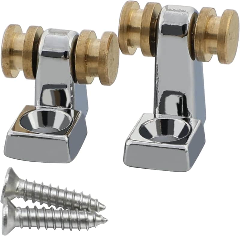 Pack of 2 Brass Roller String Retainer for Electric Guitar String Tree String Guide Roller String Trees for Tele Telecaster Start Stratocaster Electric Guitar String Parts Replacement Chrome image 1