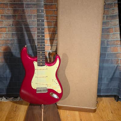 Vintage 1962 1 Owner Fender Stratocaster Slab Board Brazilian Rosewood Fretboard Candy Apple Red Refin w/ OHSC image 1