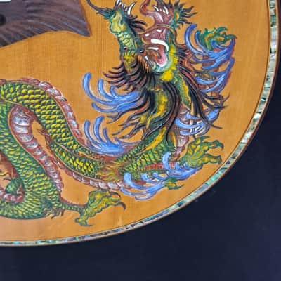 Blueberry Handmade Acoustic Guitar Grand Concert Dragon Motif image 12
