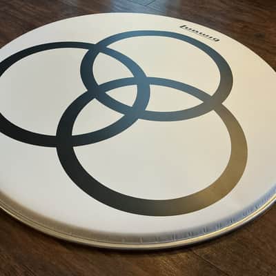 Remo John Henry Bonham / Led Zeppelin 24" Smooth White "Holy Trinity" Bass Drum Head - Matt Black & White image 3