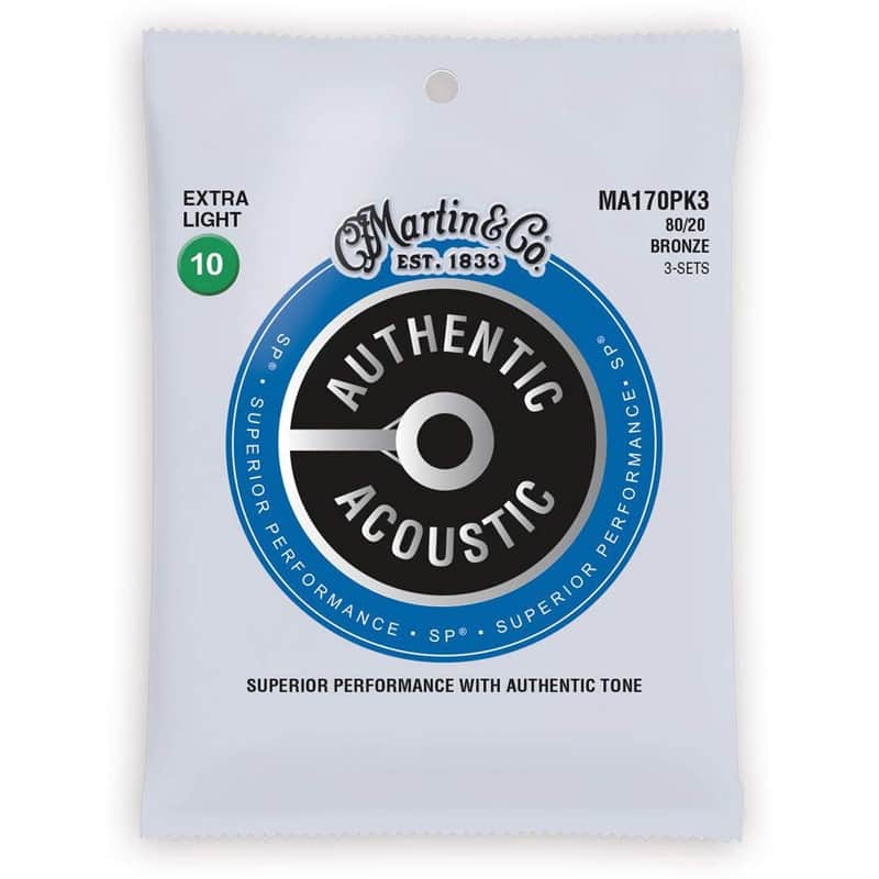 Martin MA170PK3 Authentic Acoustic SP 80/20 Bronze Acoustic Guitar Strings - Extra Light (.10 - .47) 3-Pack image 1