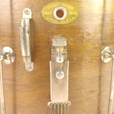Slingerland 10x14"Dog-Tag Badge 3Ply African Mahogany Marching Snare Drum 50s US image 3