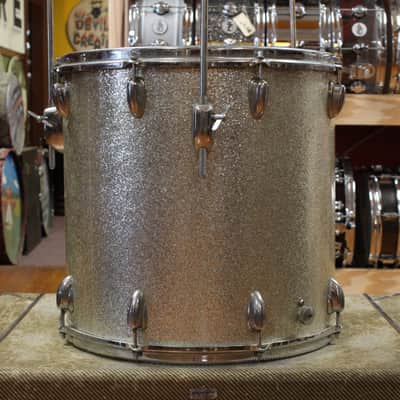 1970s Slingerland Gene Krupa Deluxe Outfit in Sparkling Silver Pearl 14x20 9x13 16x16 image 9