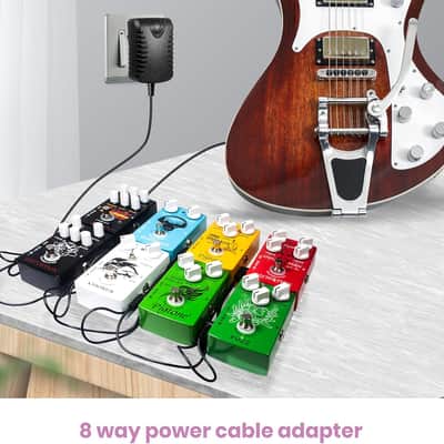 Guitar Pedal Power Supply DC 9V 1A (10mA -1000mA) Center Negative | External Positive Low Noise AC Wall Adapter With 1to8 Way Daisy Chain Cables Power Splitter for Most Guitar Effect Pedals image 2