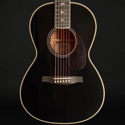 PRS SE P20E Parlor Electro Acoustic, Gloss Black Top, Doghair Back and Sides with Gig Bag image 1