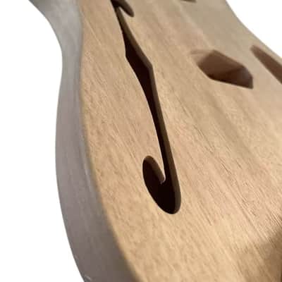 Mahogany Wood Guitar Tele Style Body, F Hole Routing image 3