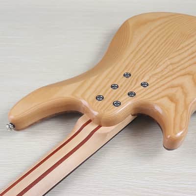 Custom 4 String Electric Bass, Burlwood Top Ash Body, Maple Neck, 24 Frets Fingerboard image 8