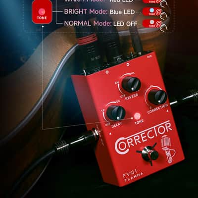 FLAMMA FV01 Vocal Effects Processor Pitch Correction Voice Pedal Vocal Stompbox Microphone Amplifier for Singer Live Singing Streaming Recording with Delay Reverb Acoustic Guitar Playing image 4