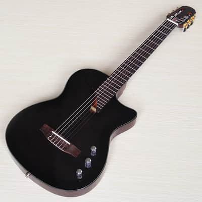Black Silent Electric Classical Guitar Hollow Body 39 Inch 6 String Flame Veneer Top High Glossy Nylon Strings image 5