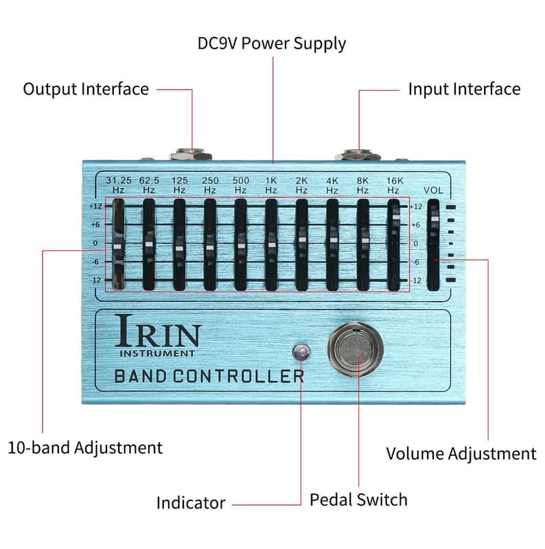 Irin 10-Band EQ Guitar Effect Pedal Mini guitar equalizer for guitar 2025-26 - Blue image 1