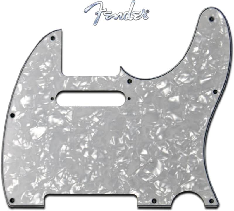 Fender Standard Telecaster Guitar Pickguard White Pearl 8 Ho image 1