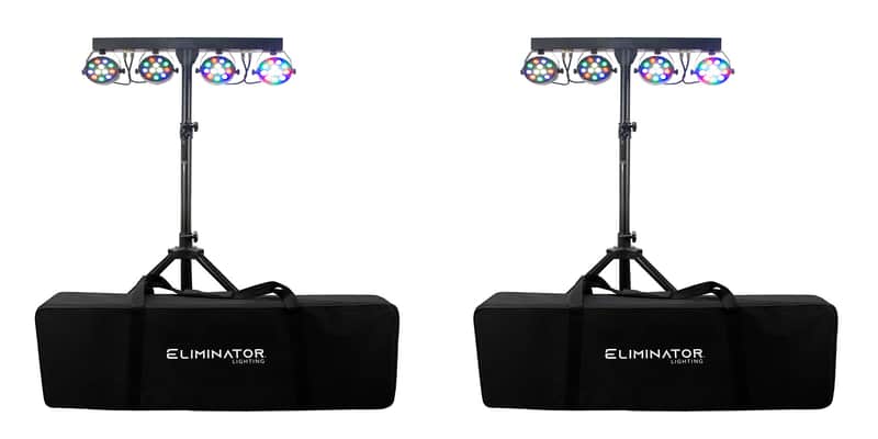 (2) Eliminator Mini Par Bar Lighting Systems w/4xLED Par Lights+Stand+Remote+Bag image 1