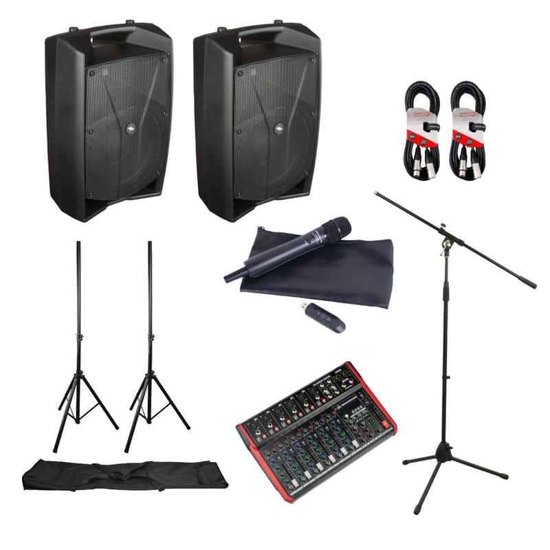 Proel V12PRO 12" Active PA System with Mixer & Wireless Handheld Microphone - Ideal for Small Bands & Events image 1