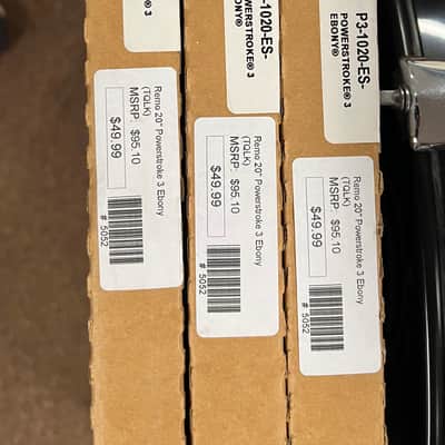 Three (3) Remo Powerstroke P3 Ebony Bass Drum Heads 20" Ebony image 2