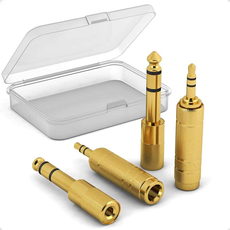 3.5mm to 1/4" TRS Adapter Set, Audio Converter for Electric Guitar/Keyboard/Mixer/Amp Amplifier/Bass/Headphone/Headset, 6.35mm to 1/8" Balanced Jack Connector for Laptop/Tablet/PC image 1