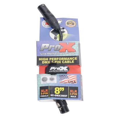 ProX XC-DMX3M5F 6" Male XLR-3 to Female XLR-5 DMX Cable Adapter image 3