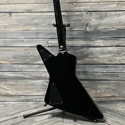Used Hamer Explorer Standard MIK Electric Guitar with Case- Black and White image 5