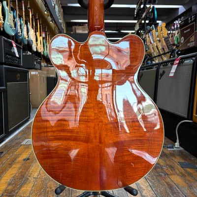 Gretsch Electromatic LTD Flame Okoume Broadkaster Semi-Hollow Electric Guitar with Bigsby Roundup Orange Stain image 3