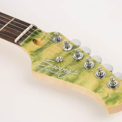 Swing Modern K Emerald Green Quilted Maple Top Mahogany Matching Headstock Strat image 8