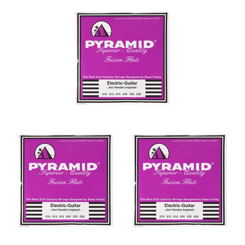 Pyramid Fusion Flats Chrome-Nickel Flatwound Guitar Strings Jimi Hendrix-Inspired 10-38 3 Pack Bundle image 1