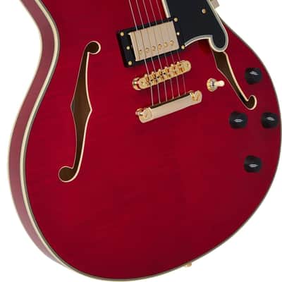 D'Angelico Excel DC Semi-Hollowbody Electric Guitar Trans Cherry Finish image 3